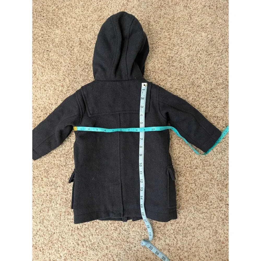 Kitestrings by Hartstrings Girls Navy Wool Blend Hooded Duffle Coat Jacket 18M